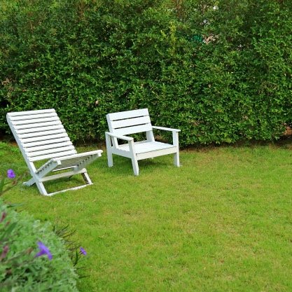 lawn fertilization and weed control image_03 lawn chairs on fertilized grass with no weeds